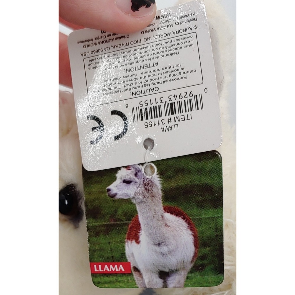 Aurora Flopsie Llama 8x9" Plush Long Curly Fur Stuffed Animal NWT 2017 - Picture 7 of 7